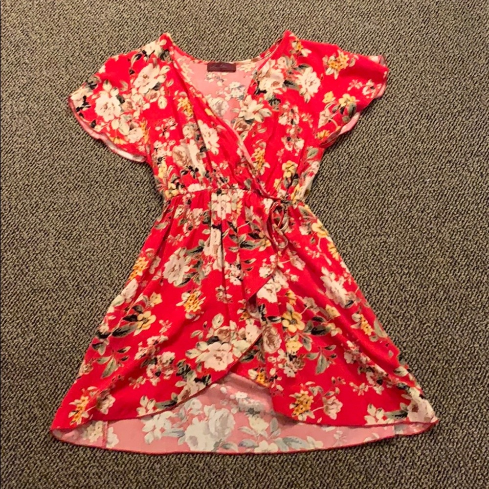 Red floral dress